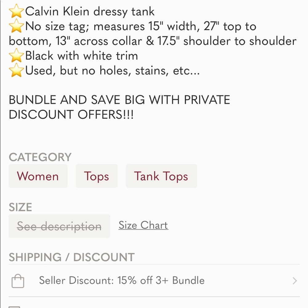 ✨ CALVIN KLEIN Size S Black Sleeveless Dress Top ✨ - Picture 5 of 5